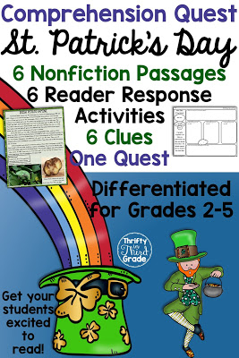 Comprehension Quests are a fun way to practice nonfiction reading passages along with standards aligned reader response activities. You can use this quest to teach your students about all things St. Patrick's Day! After each passage, students will earn a clue that gets them one step closer to solving the quest!