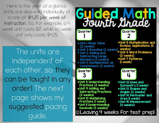 4th Grade Guided Math Year at a Glance