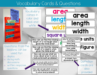 Vocabulary and definitions for third grade math