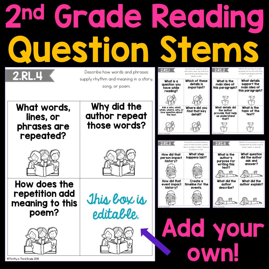2nd Grade Reading Question Stems Reading Response Questions - Thrifty ...