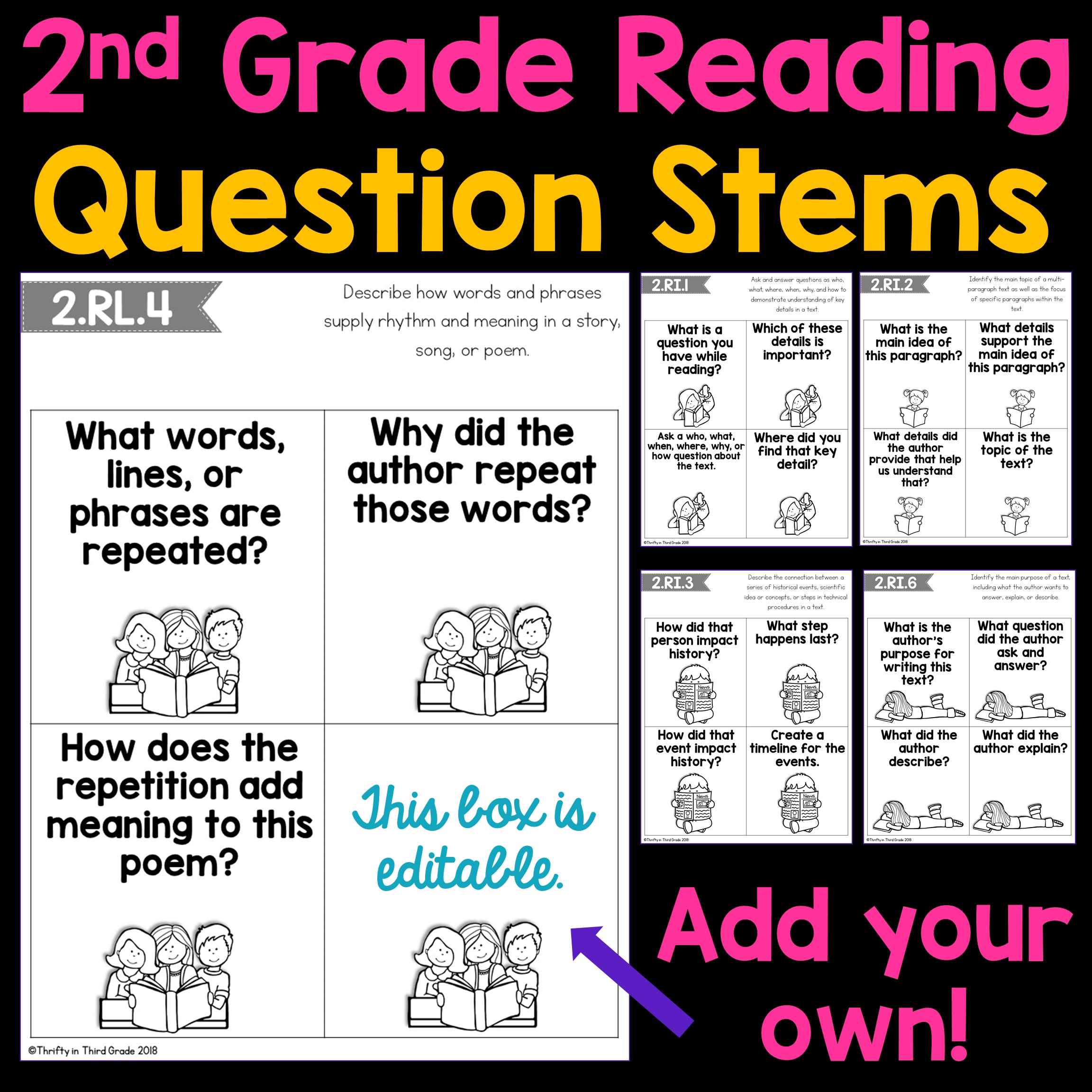 2nd Grade Reading Question Stems Reading Response Questions - Image 2