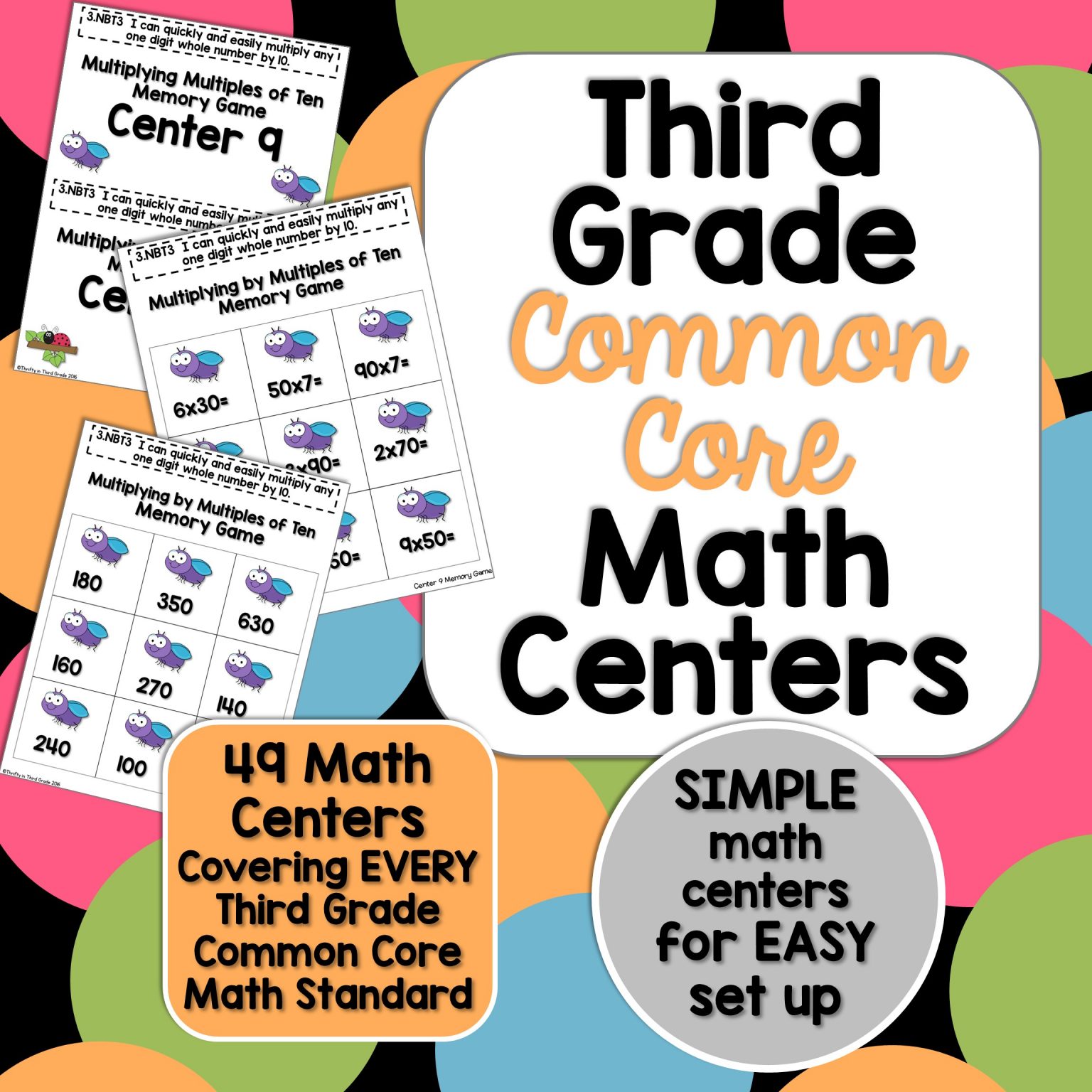 3rd Grade Math Centers -Covers ALL 3rd Grade Math Standards - Thrifty ...