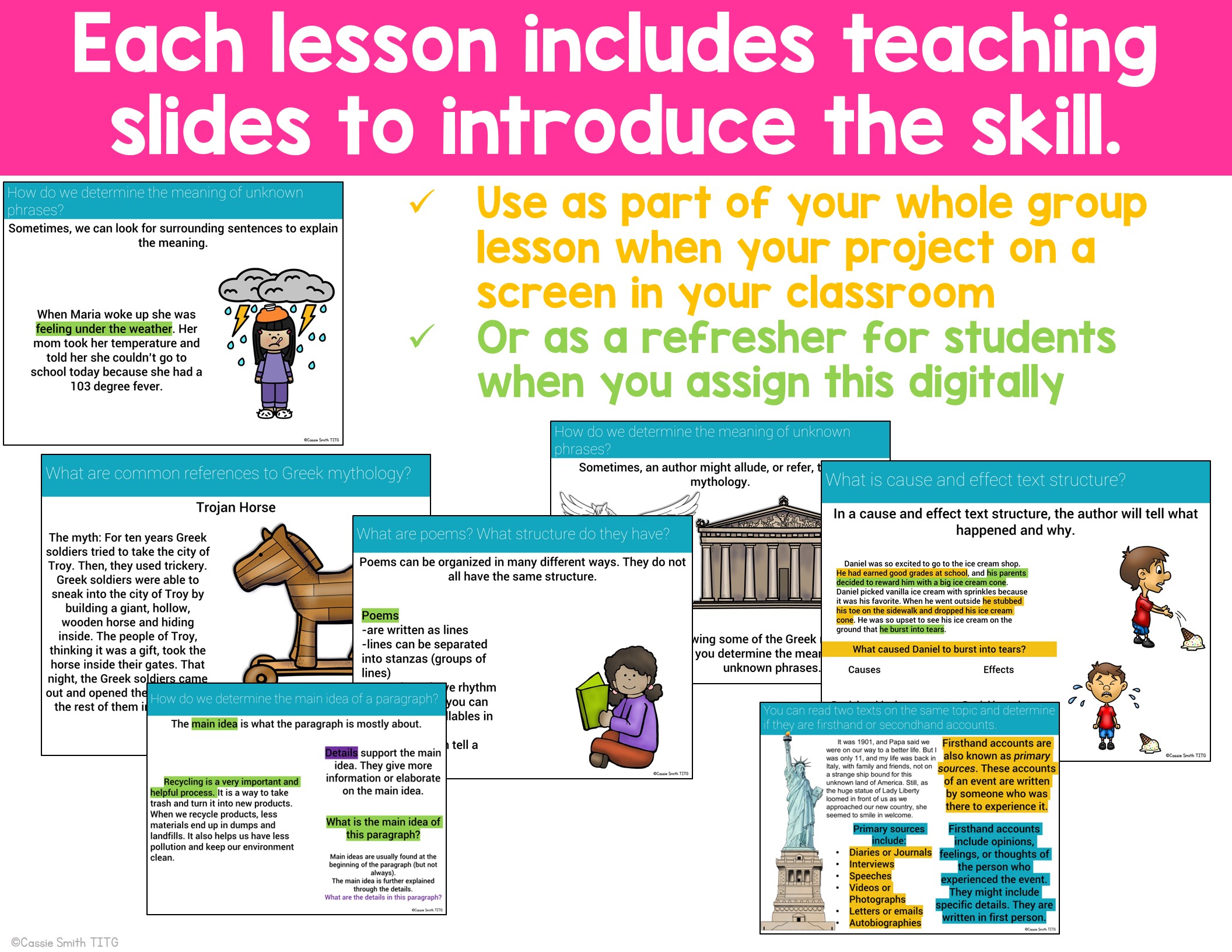 4th Grade Reading Comprehension Lessons -Google Classroom & Print BUNDLE - Image 4