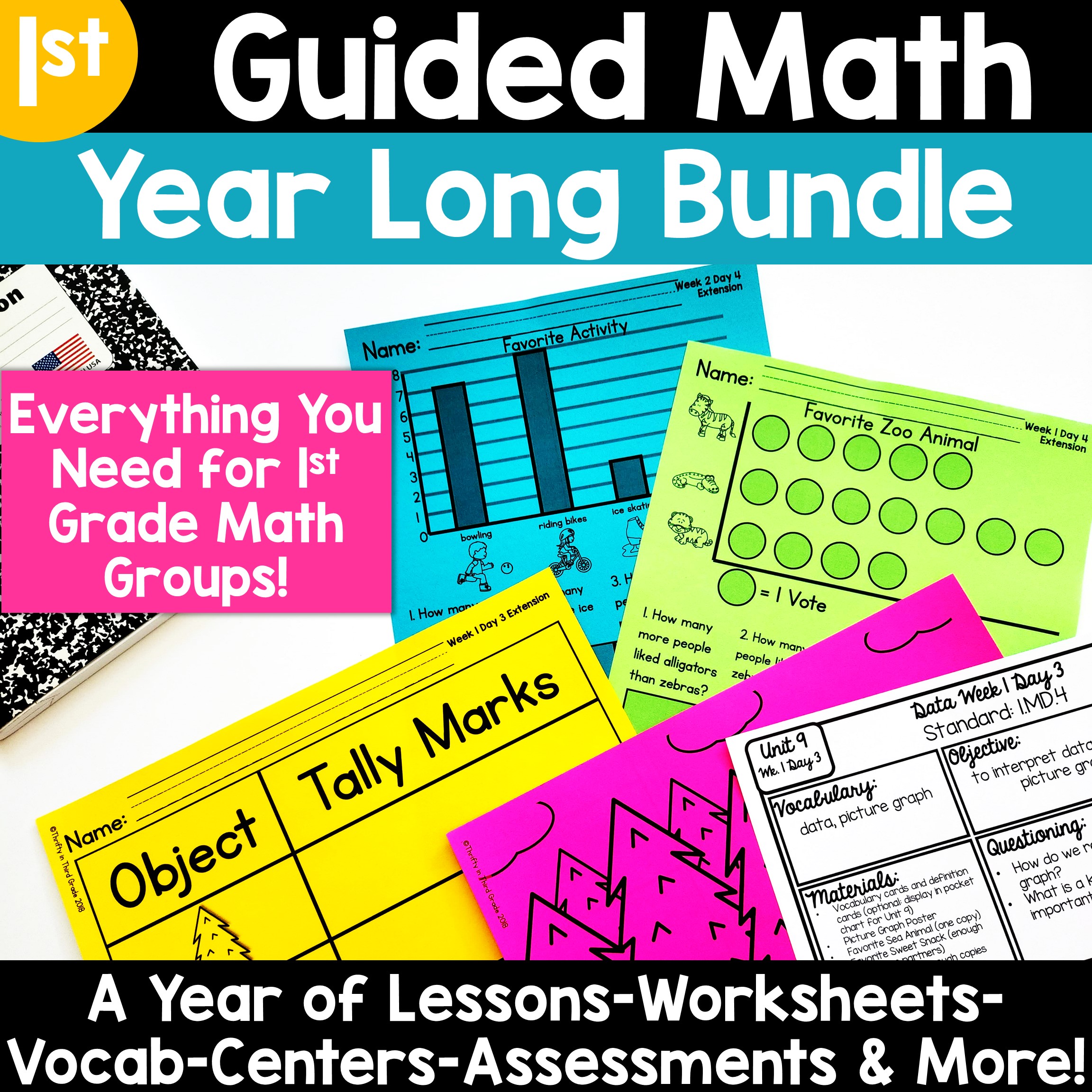 1st Grade Guided Math -Year Long Bundle