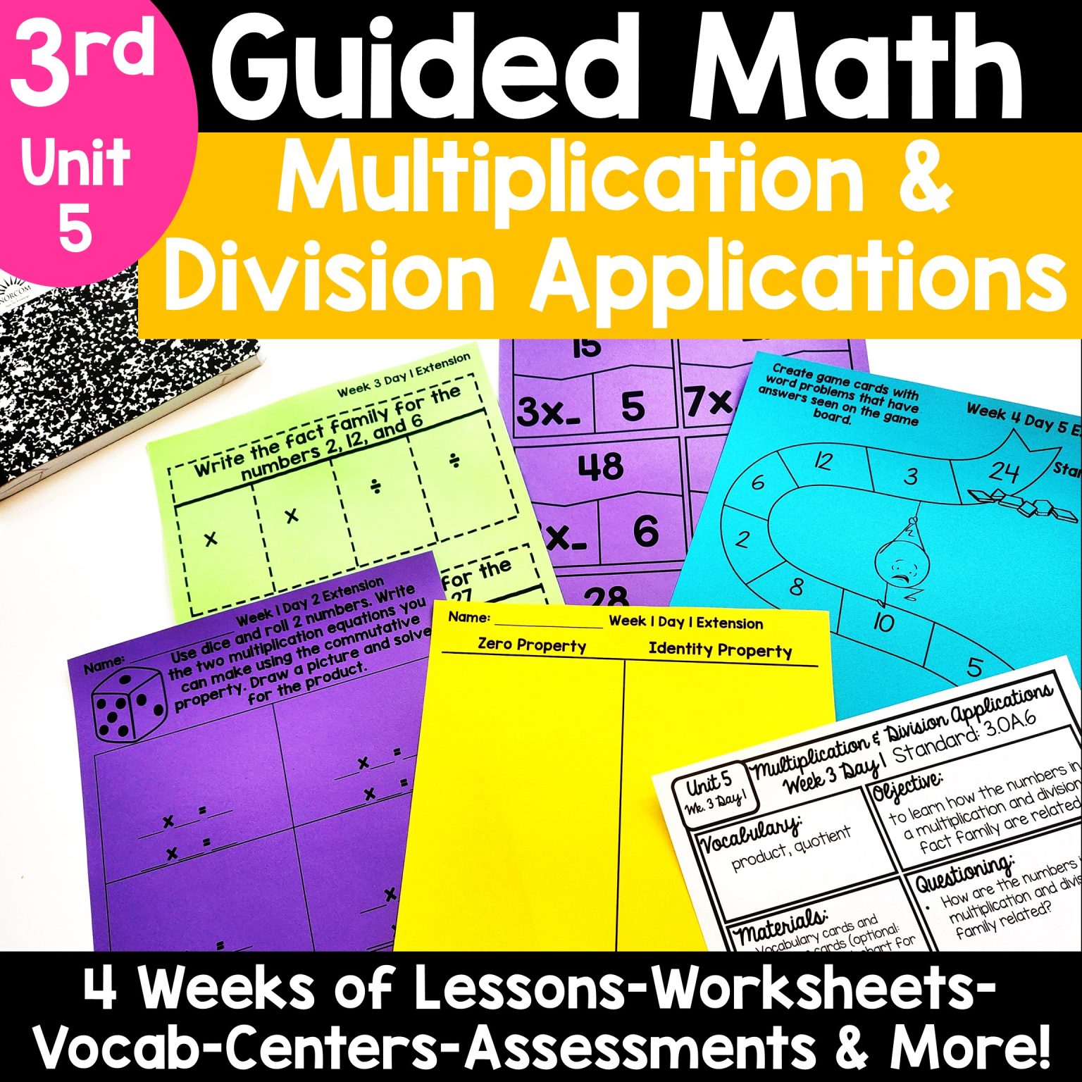 3rd Grade Guided Math -Unit 5 Multiplication and Division Applications ...