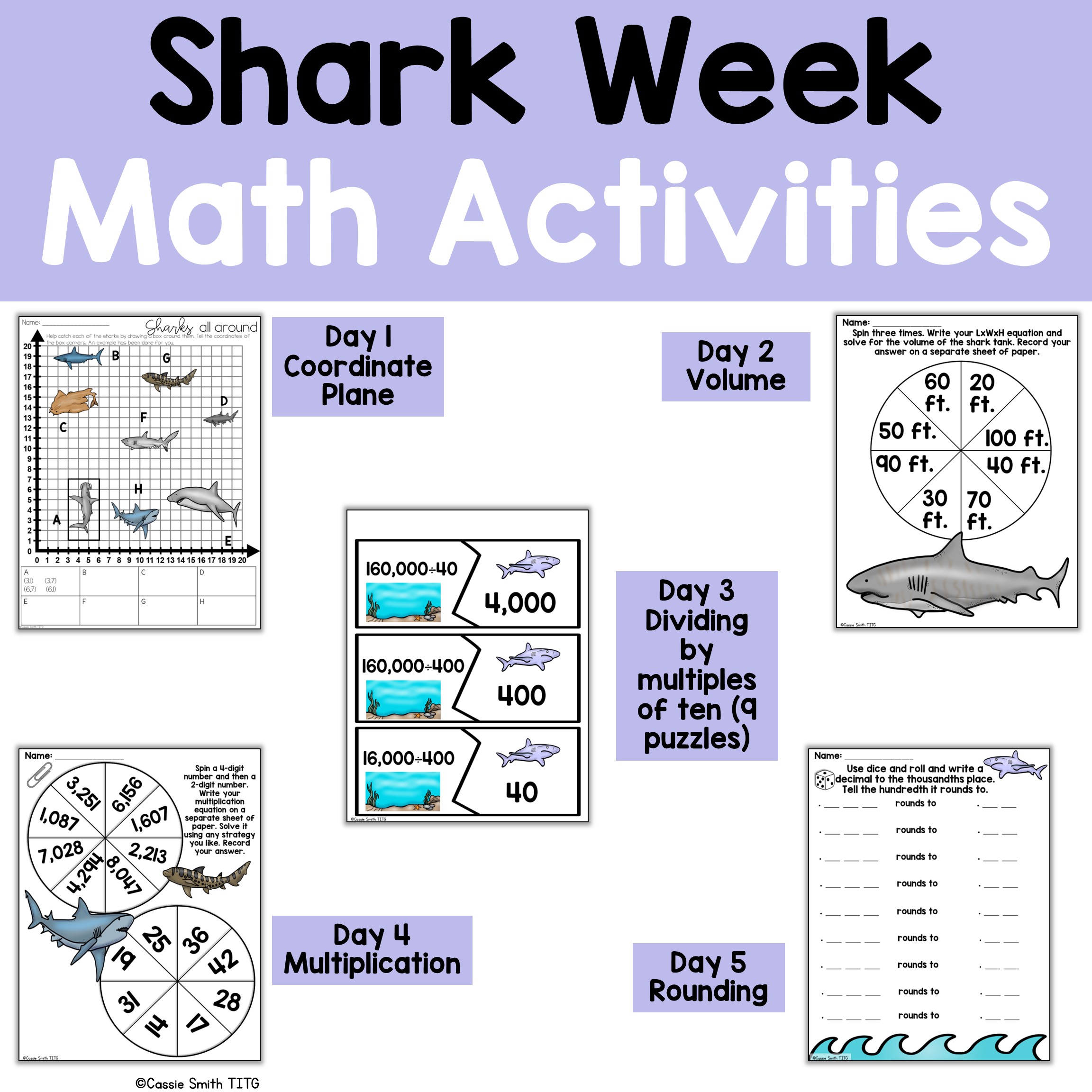 5th Grade Shark Week Math Activities - Image 2