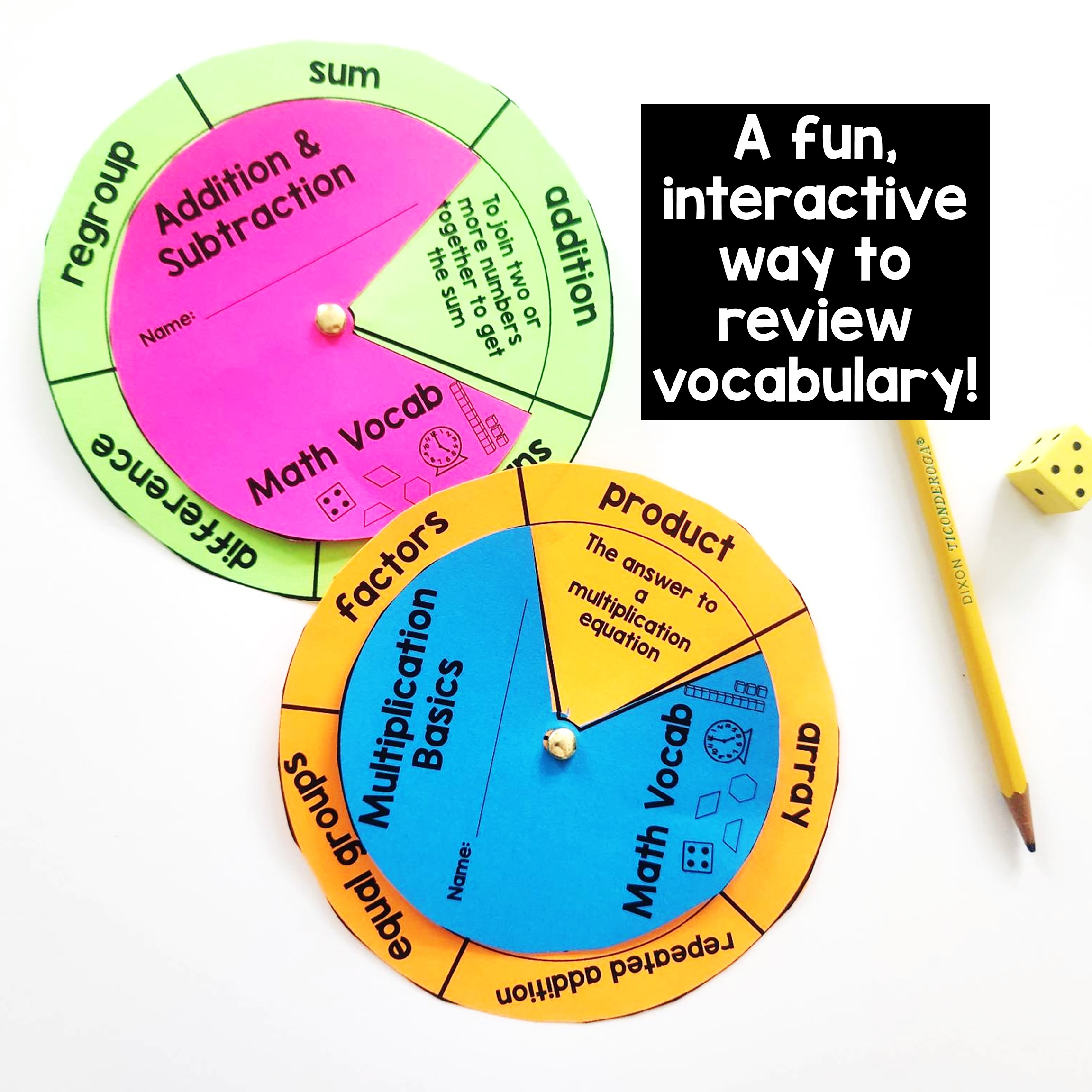 3rd Grade Math Vocabulary Wheels for Vocabulary Practice and Review - Image 3