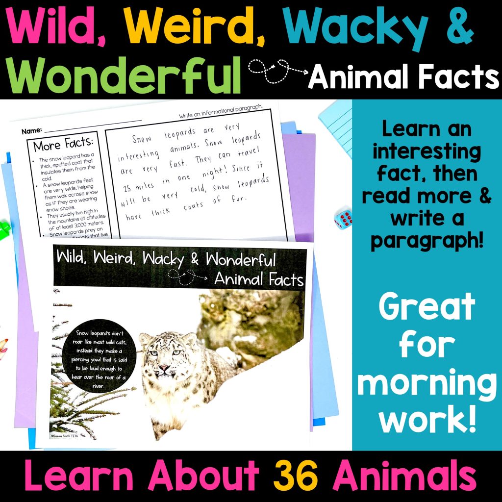 Animal Facts Morning Word for 3rd, 4th, and 5th Grade